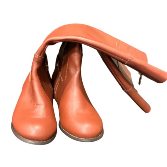 IMAN COGNAC LEATHER  RIDING BOOTS SIZE 6.5M - NWOT - Picture 2 of 7